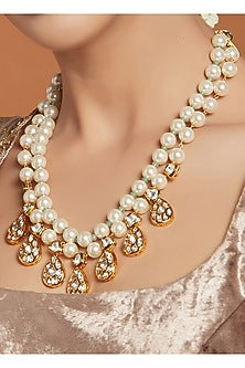 Gold Finish Pearl Hand-Made Necklace