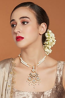 Gold Finish Hydro Kundan Polki Handcrafted Necklace