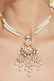 Gold Finish Hydro Kundan Polki Handcrafted Necklace