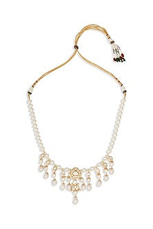 Gold Finish Necklace With Shell Pearls