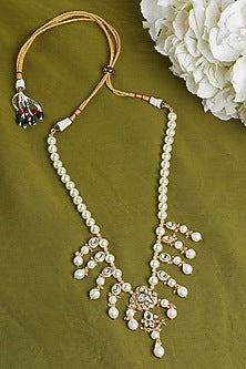 Gold Finish Necklace With Shell Pearls