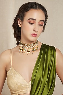 Gold Finish Necklace With Hydro Kundan Polki