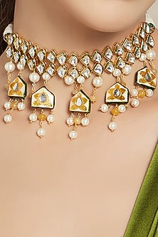 Gold Finish Necklace With Hydro Kundan Polki