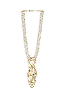 Gold Finish Layered Necklace With Hydro Kundan Polki