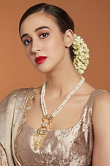 Gold Finish Layered Necklace With Hydro Kundan Polki