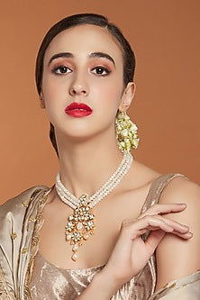 Gold Finish Agate Beaded Necklace