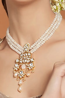 Gold Finish Agate Beaded Necklace