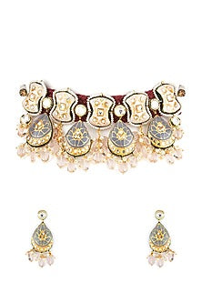 Gold Finish Meenakari Necklace Set
