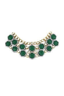 Gold Finish Carved Stones Necklace