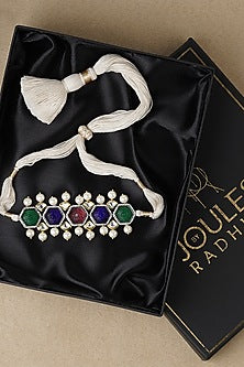 Gold Finish Carved Stones Necklace