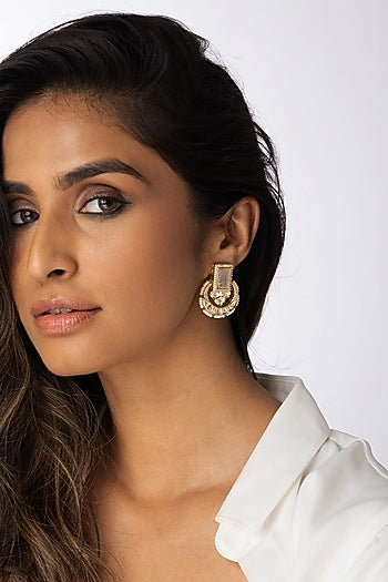 Gold Plated Stone Stud Earrings