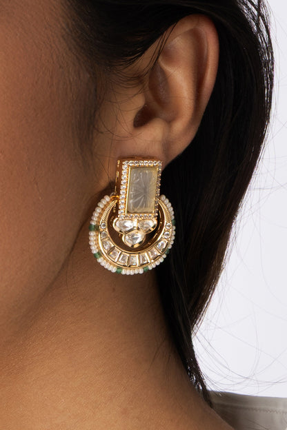 Gold Plated Stone Stud Earrings