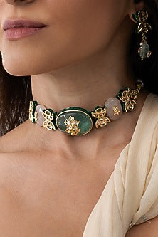 Gold Plated Brass Choker Necklace Set