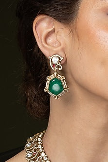 Gold Finish Multi-Colored Stone Necklace Set