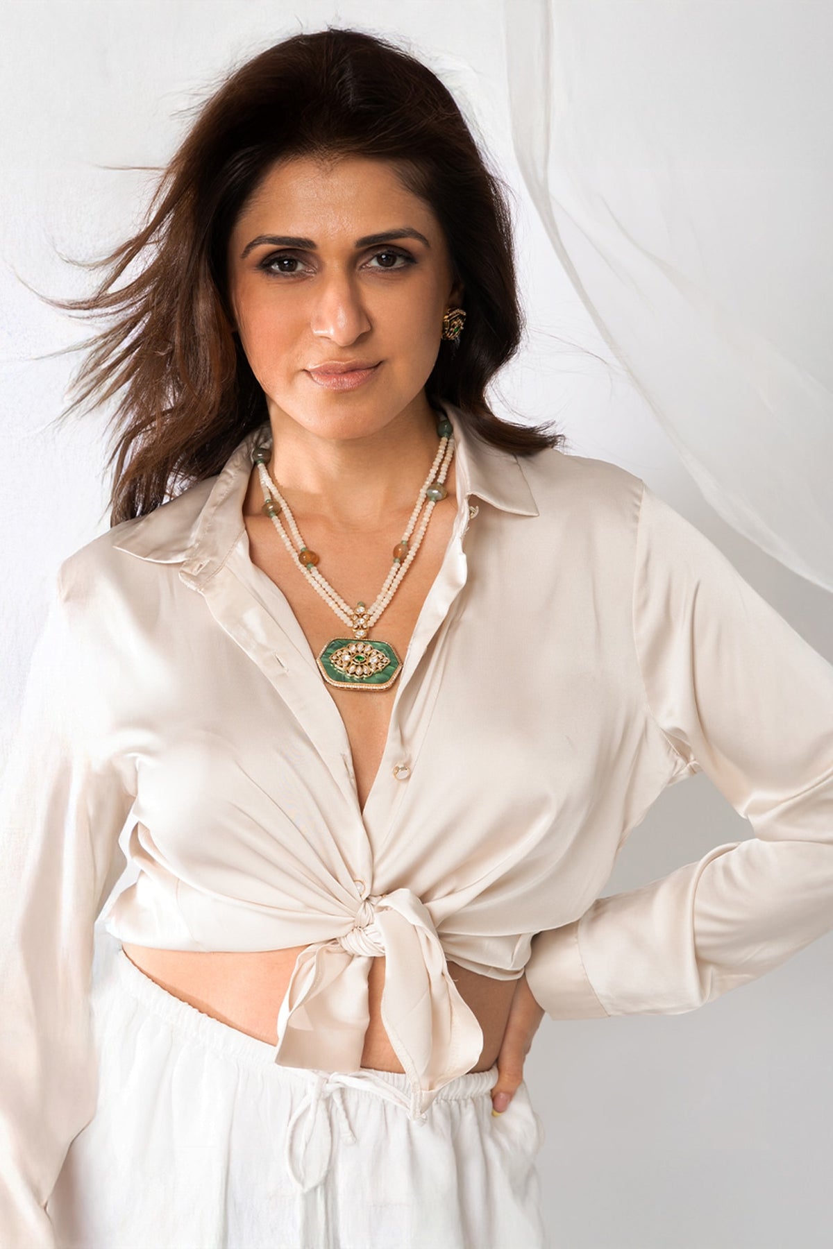 Gold Plated Beaded Layered Pendant Necklace  Set