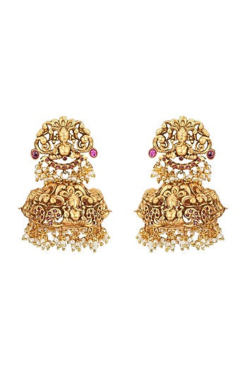Gold Plated Traditional Ruby Earrings