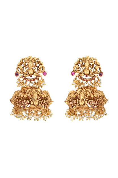 Gold Plated Traditional Ruby Earrings