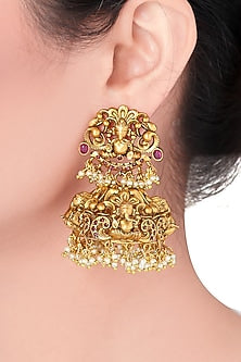 Gold Plated Traditional Ruby Earrings