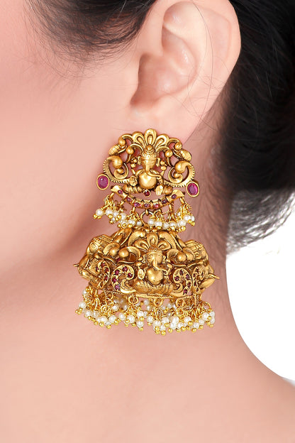 Gold Plated Traditional Ruby Earrings