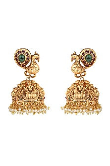 Gold Plated Antique Emerald Earrings
