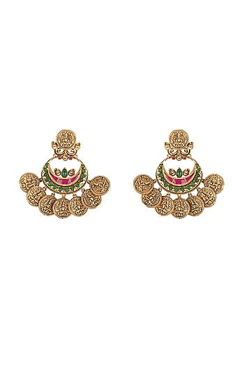 Gold Plated Ruby Fan Earrings