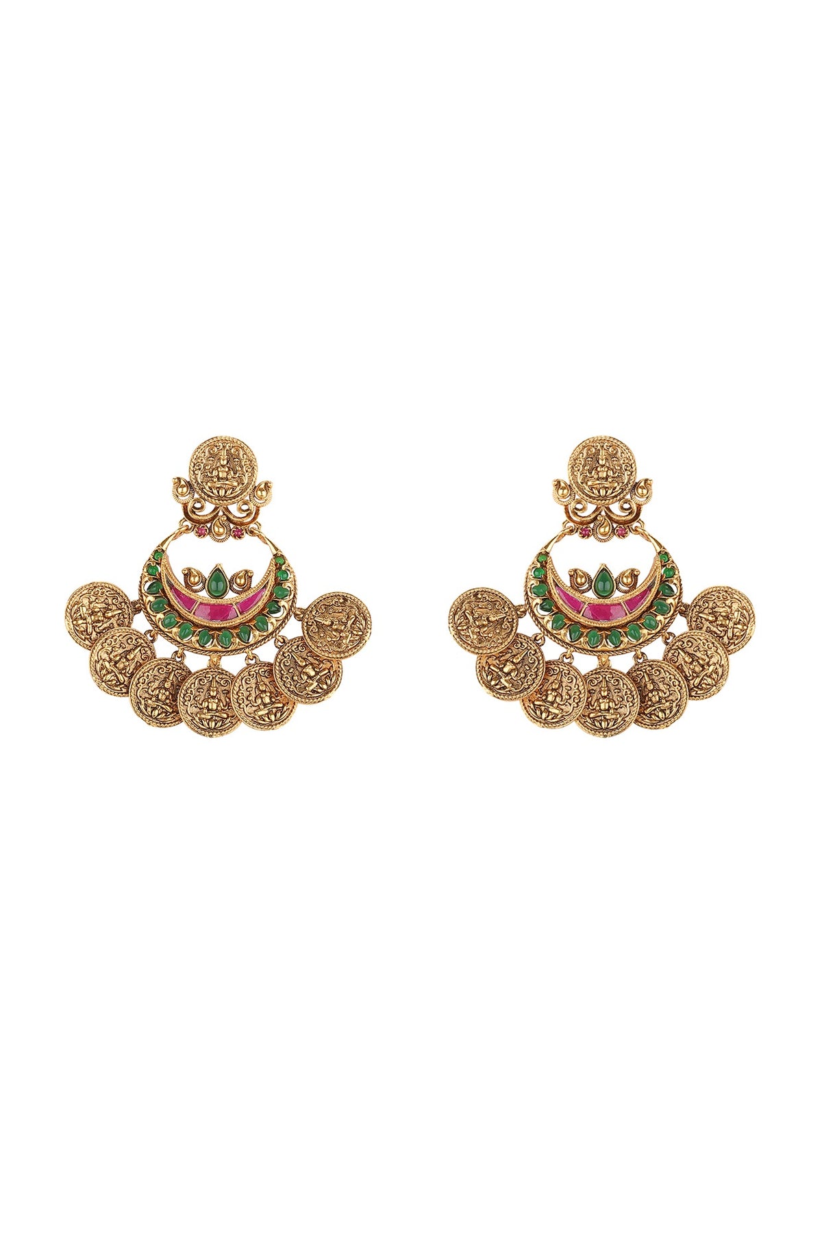 Gold Plated Ruby Fan Earrings