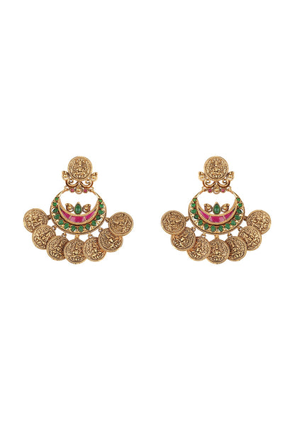 Gold Plated Ruby Fan Earrings