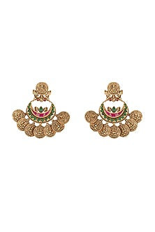 Gold Plated Ruby Fan Earrings