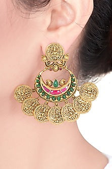 Gold Plated Ruby Fan Earrings