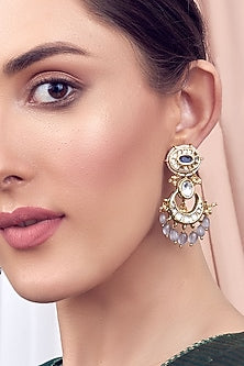 Gold Finish Hydro Sapphire Jhumka Earrings