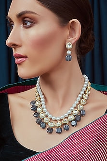 Gold Finish Meenakari Necklace Set