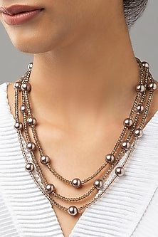 Gold Finish Agate Beads Necklace