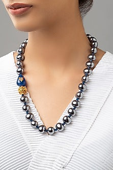 Gold Finish Shell Pearls Necklace