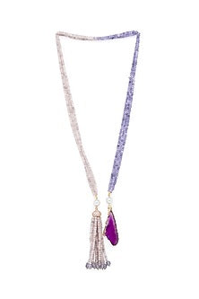 Gold Finish Swarovski & Agate Beads Necklace