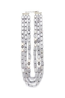 White Finish Baroque Pearls Necklace