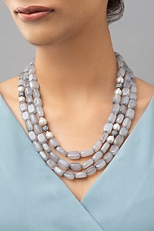White Finish Baroque Pearls Necklace