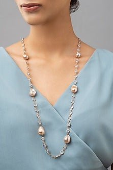 Gold Finish Baroque Pearls Necklace