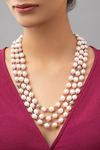 White Finish Swarovskis Necklace