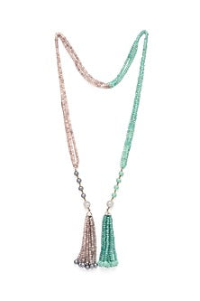 Gold Finish Baroque Pearls & Agate Beads Necklace