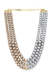 Gold Finish Shell Pearl Drops Necklace