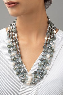 White Finish Jade Beaded Necklace