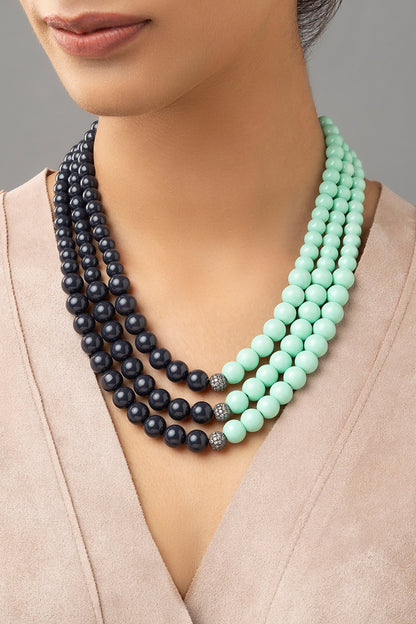 Gold Finish Swarovski & Pearl Necklace