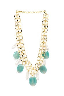 Gold Finish Agate Necklace