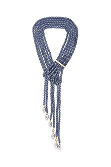 Gold Finish Agate Bead & Pearl Necklace