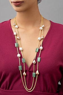 Gold Finish Jade Necklace