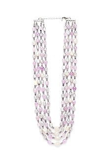 Silver Finish Pearl & Jade Necklace