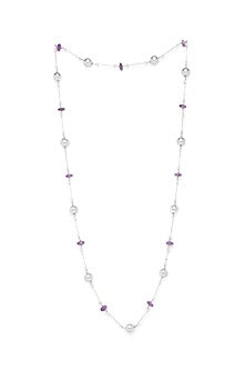 White Finish Amethyst & Pearl Necklace