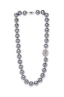 White Finish Swarovski Beaded Necklace