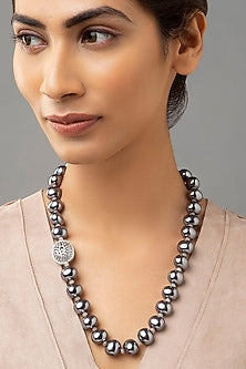 White Finish Swarovski Beaded Necklace