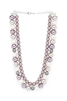 White Finish Shell Pearl & Swarovski Necklace